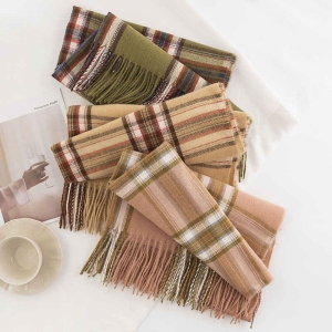 Elegant plaid scarf female fashion commuter imitation cashmere scarf simple shawl neck scarf