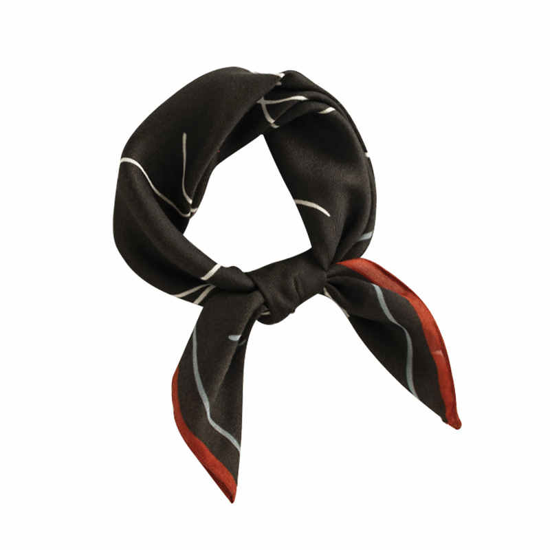 Printed symbol small square scarf female high class feeling imitation silk scarf elegant light luxury style professional dress outside tie scarf