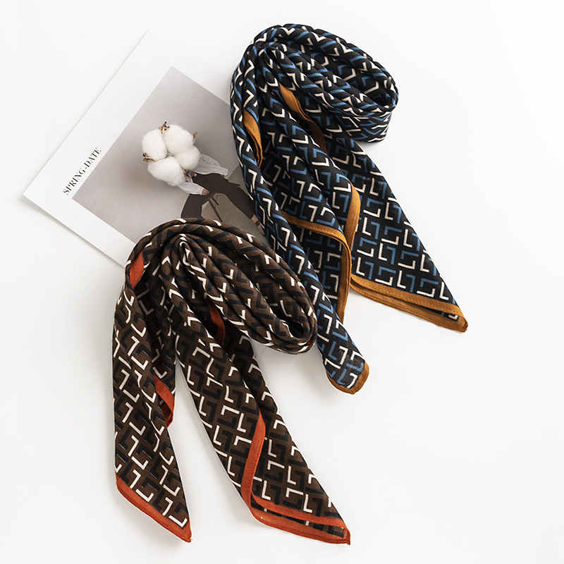 Printed pocket square fashion commuter silk scarves elegant senior sense professional dress scarf