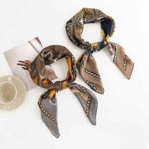 Printed pattern imitation silk scarves fashionable commuter pocket square scarf retro elegant professional dress scarf
