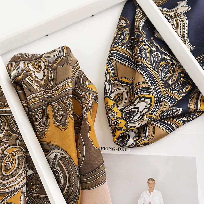 Printed pattern imitation silk scarves fashionable commuter pocket square scarf retro elegant professional dress scarf