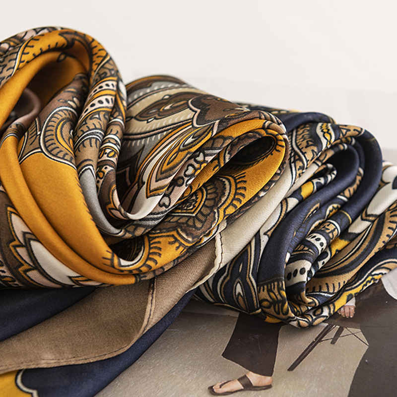 Printed pattern imitation silk scarves fashionable commuter pocket square scarf retro elegant professional dress scarf