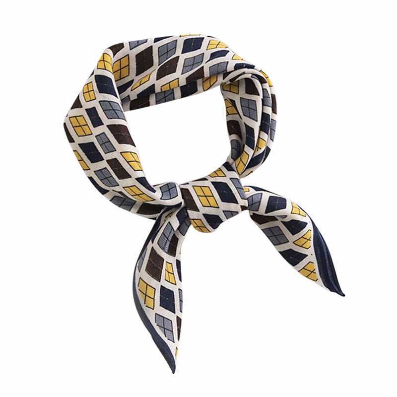 Fashionable commuter plaid pocket square scarf elegant tiein imitation silk scarf light luxury scarf professional wear scarf