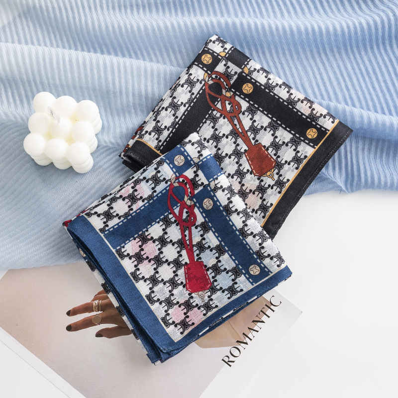 Plaid printed pocket square scarf fashion commuting simulation silk scarves sunscreen professional wear scarves