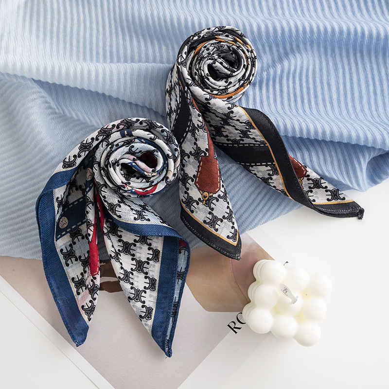 Plaid printed pocket square scarf fashion commuting simulation silk scarves sunscreen professional wear scarves