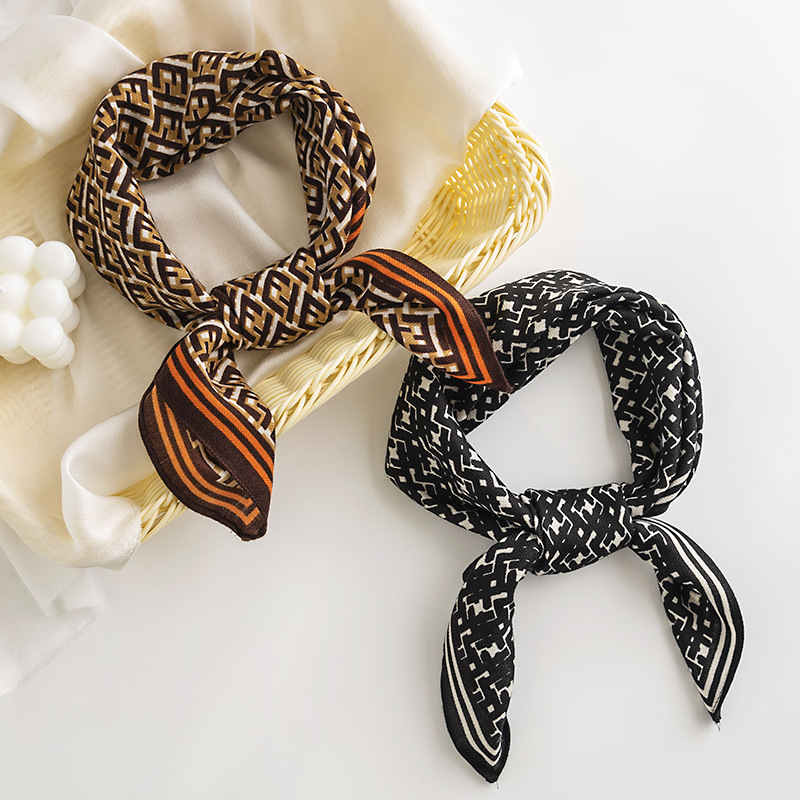 Retro Pocket Square elegant art imitation silk scarf pattern printing professional dress scarf scarf woman