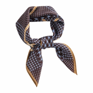 Printed pattern small square scarf female senior sense imitation silk scarves elegant tie scarf