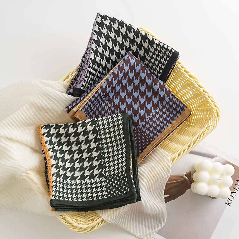 Printed pattern small square scarf female senior sense imitation silk scarves elegant tie scarf