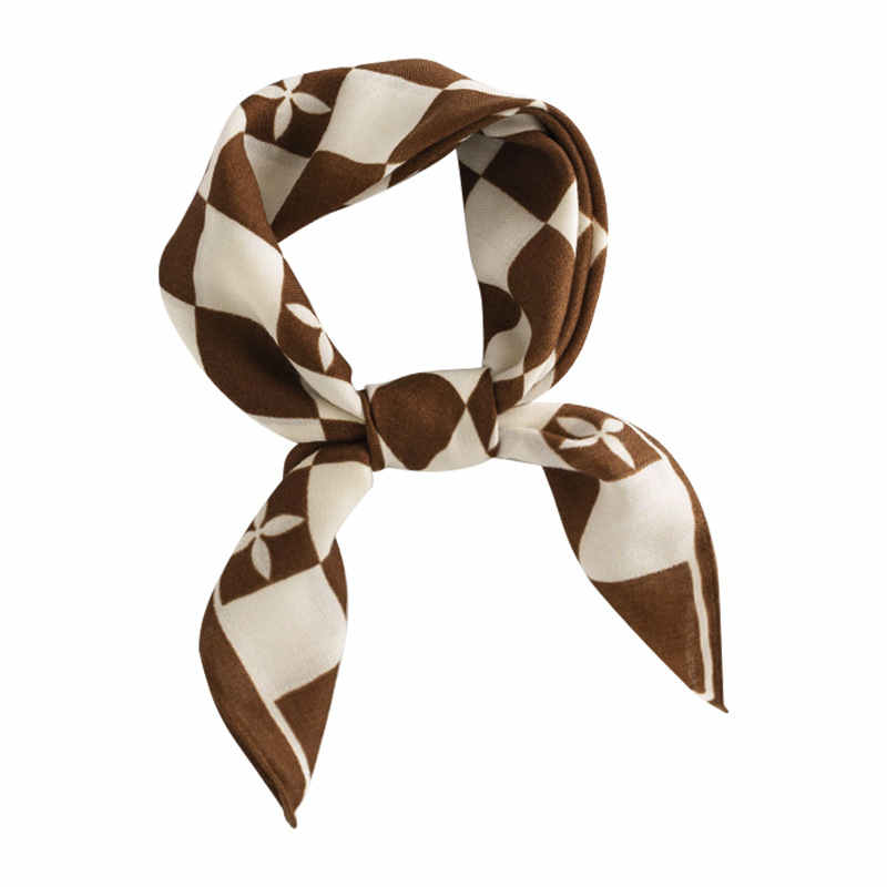 Square grid pocket square scarf fashion commuter simulation silk scarf sunblock neck scarves