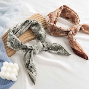 Fresh small scarf fashion printing retro art professional scarf elegant antique imitation silk scarves