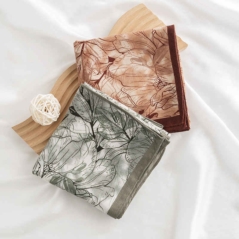 Fresh small scarf fashion printing retro art professional scarf elegant antique imitation silk scarves