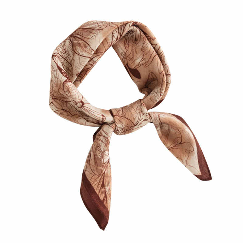 Fresh small scarf fashion printing retro art professional scarf elegant antique imitation silk scarves