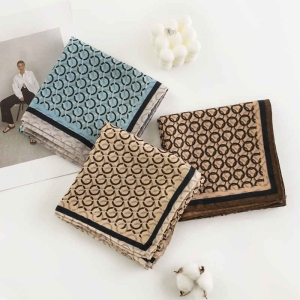 Fashionable commuter pocket scarf elegant imitation silk scarves printed light luxury professional style scarf