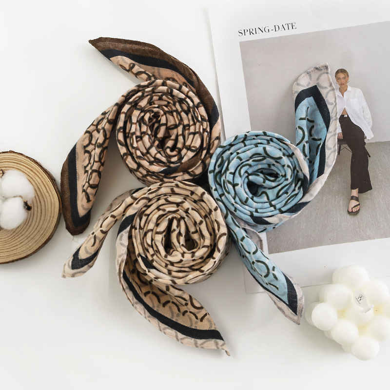 Fashionable commuter pocket scarf elegant imitation silk scarves printed light luxury professional style scarf
