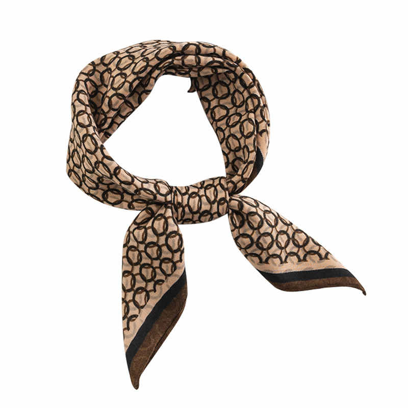 Fashionable commuter pocket scarf elegant imitation silk scarves printed light luxury professional style scarf