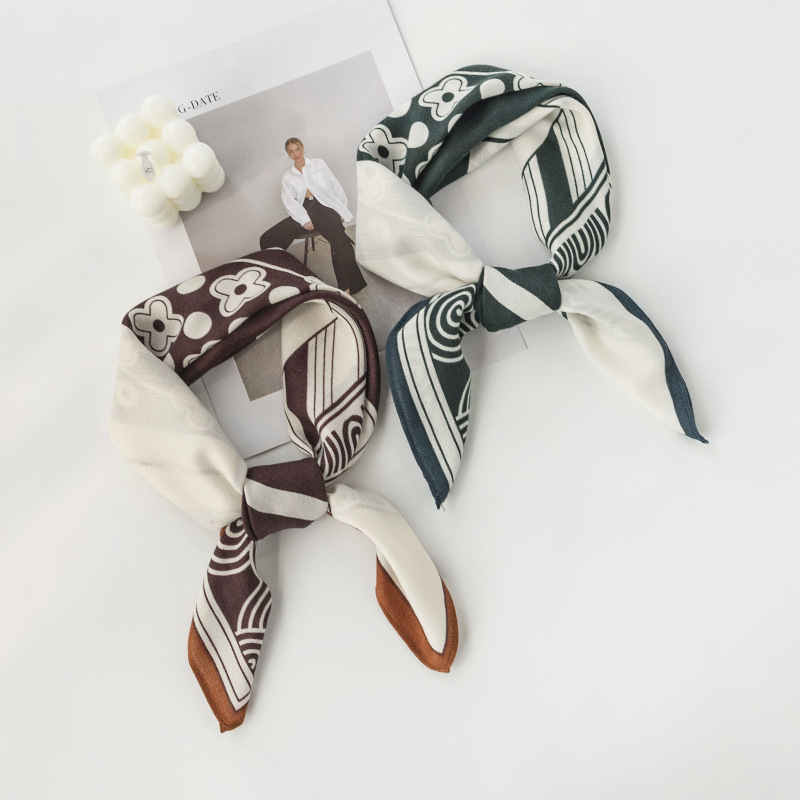 Fresh imitation silk scarf pocket square scarf fashion temperament printed decorative scarf scarf