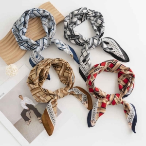Fashion commuter printed pattern pocket square scarf light luxury imitation silk scarves with decorative professional scarf