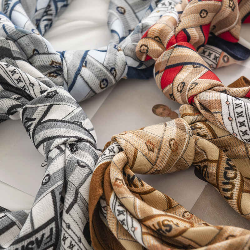 Fashion commuter printed pattern pocket square scarf light luxury imitation silk scarves with decorative professional scarf