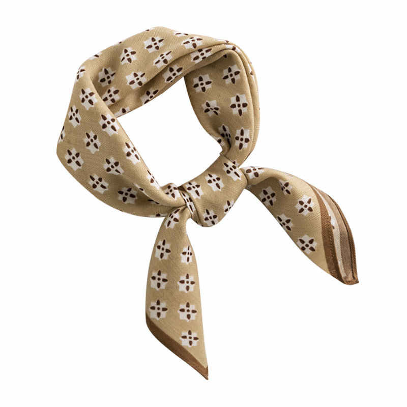 Artistic retro simple temperament small square scarf printed pattern simulation silk scarf elegant professional scarf woman