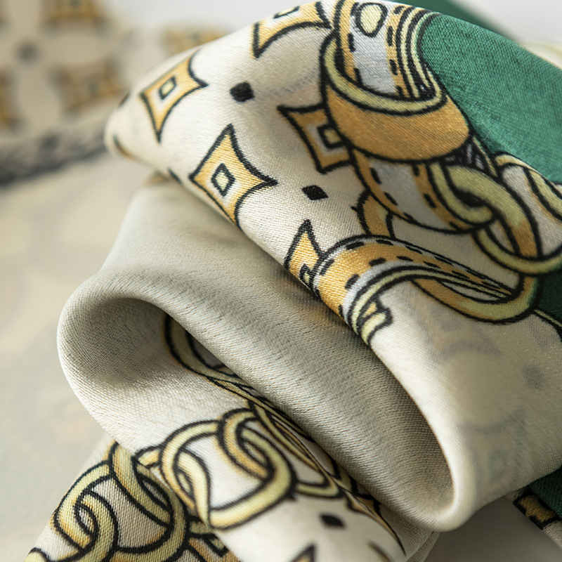 Individual trend stripe print imitation silk scarves female minority long shawl elegant professional dress scarf