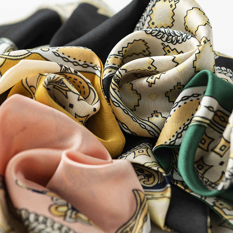Individual trend stripe print imitation silk scarves female minority long shawl elegant professional dress scarf