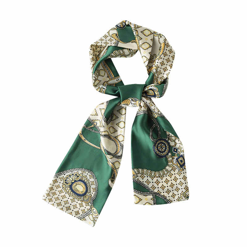 Individual trend stripe print imitation silk scarves female minority long shawl elegant professional dress scarf