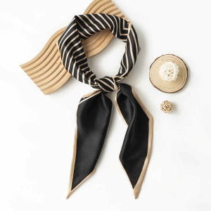 New style simple temperament imitation silk scarf striped shawl sweet professional scarf