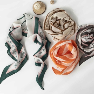 Summer thin small shawl diamondshaped long imitation silk scarves with simple temperament scarf