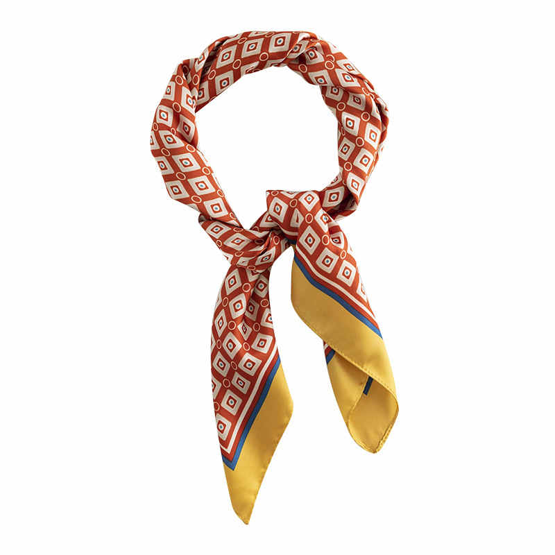 Imitation silk scarf fashion commuter scarf thin lattice printed pocket square scarf spring professional dress scarf woman