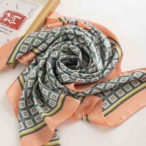 Imitation silk scarf fashion commuter scarf thin lattice printed pocket square scarf spring professional dress scarf woman