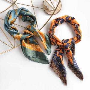Retro printed silk scarves imitation female fashion artistic temperament pocket square scarf ladies professional suit scarf