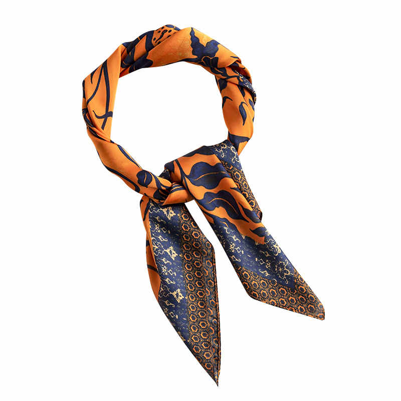 Retro printed silk scarves imitation female fashion artistic temperament pocket square scarf ladies professional suit scarf