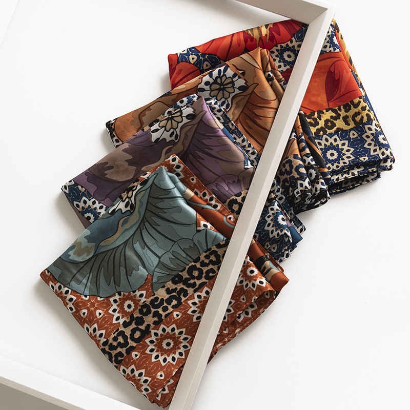 Spring imitation silk scarves square scarf fashion retro sunflowers scarves printed ladies head scarf
