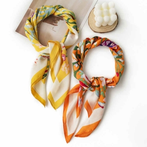 Soft imitation silk scarves flower pocket square thin silk scarves tiein fashion scarf