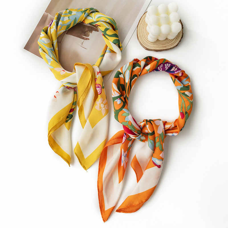 Soft imitation silk scarves flower pocket square thin silk scarves tiein fashion scarf