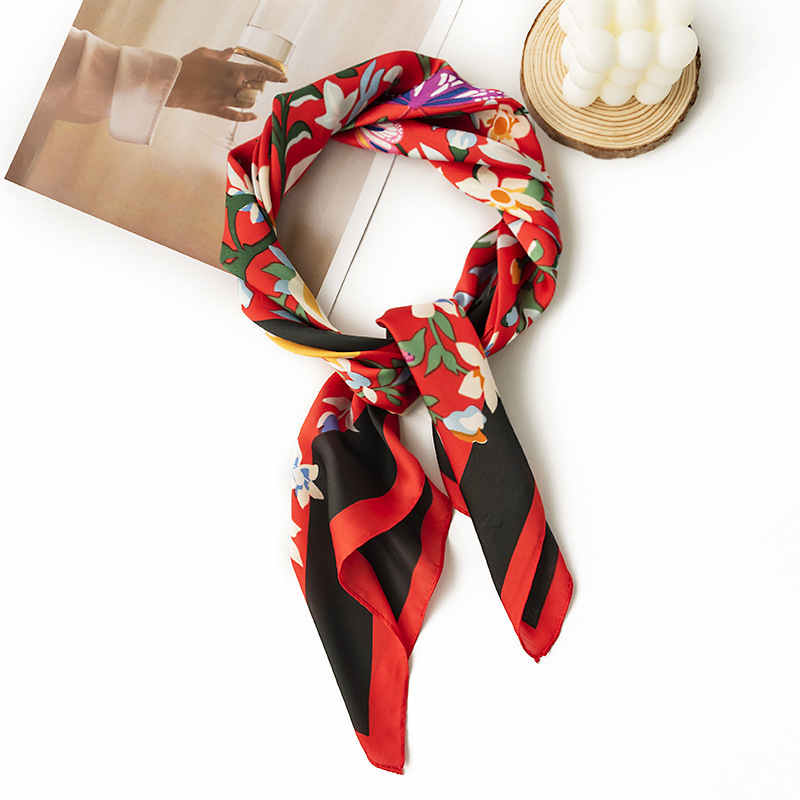 Soft imitation silk scarves flower pocket square thin silk scarves tiein fashion scarf