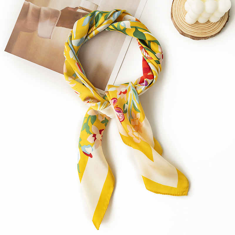 Soft imitation silk scarves flower pocket square thin silk scarves tiein fashion scarf