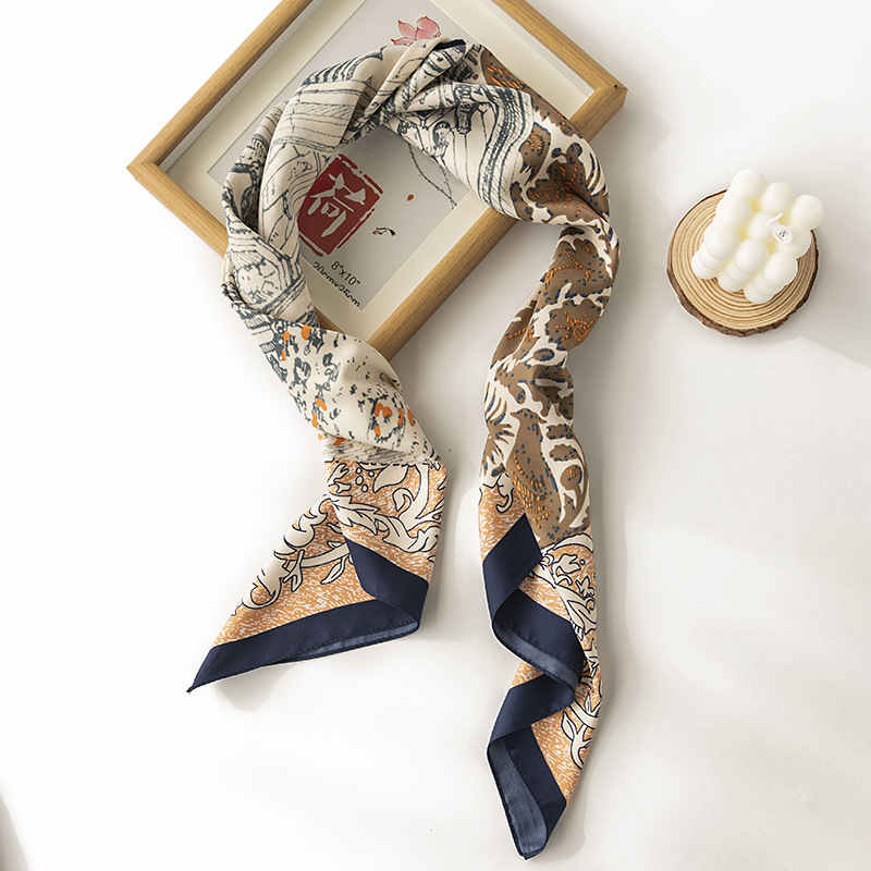 Imitation silk scarf wholesale fashion printing with spring pocket square scarf fashion commuter scarf