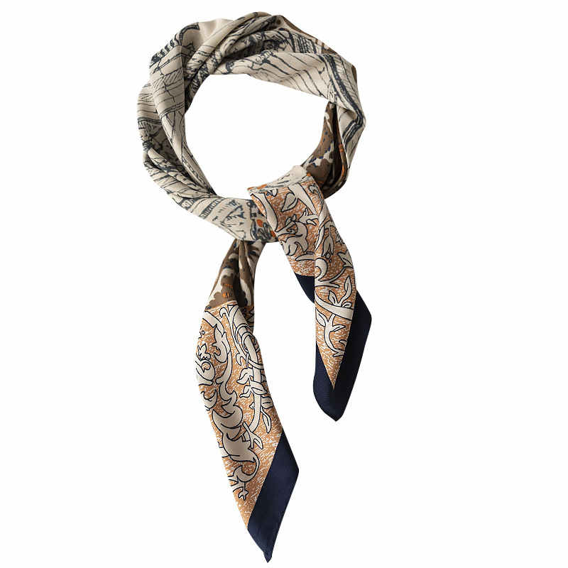 Imitation silk scarf wholesale fashion printing with spring pocket square scarf fashion commuter scarf