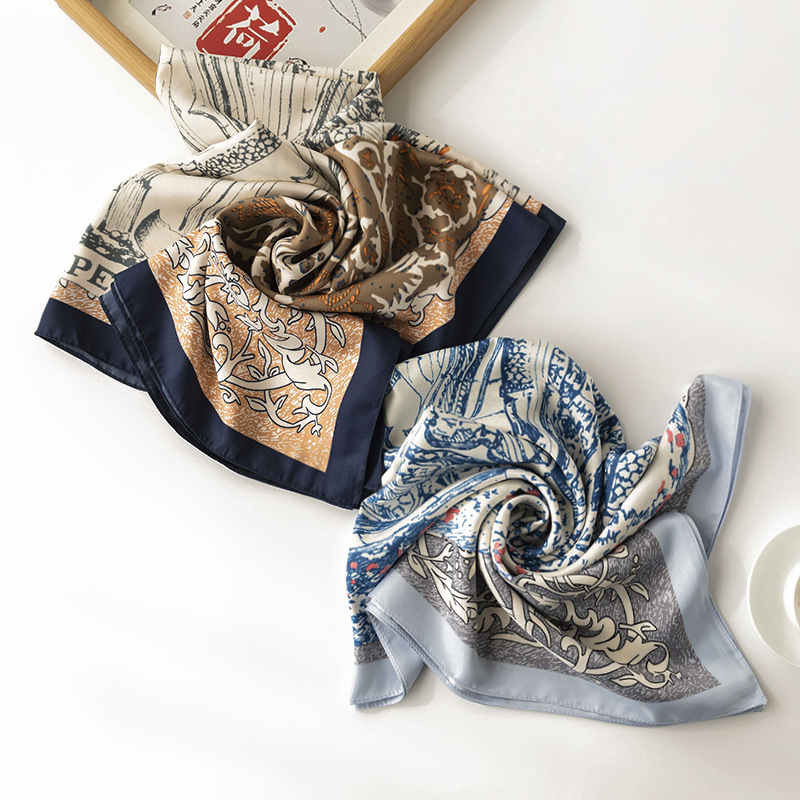 Imitation silk scarf wholesale fashion printing with spring pocket square scarf fashion commuter scarf