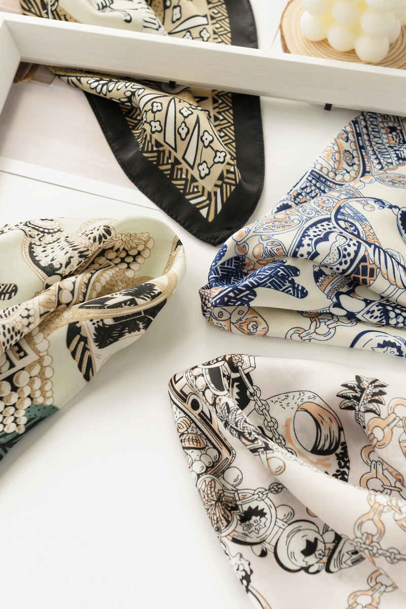 scarves simulation oil painting  pocket handkerchief assorted professional commuting personality scarves