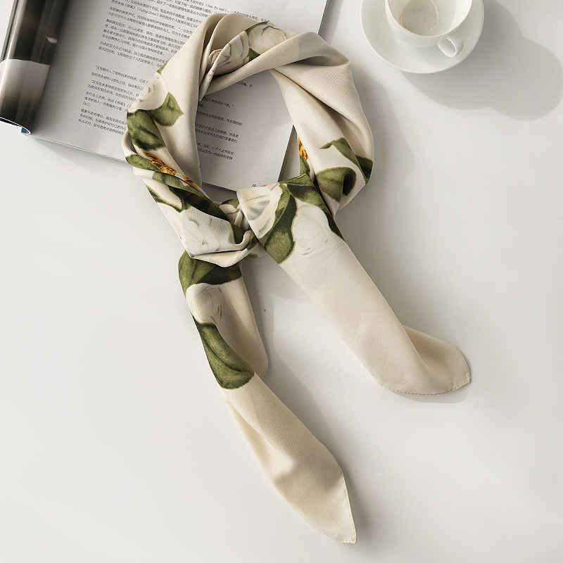 Fashionable printed pocket square scarf female fashion commuting simulation silk scarf thin elegant intellectual female scarf