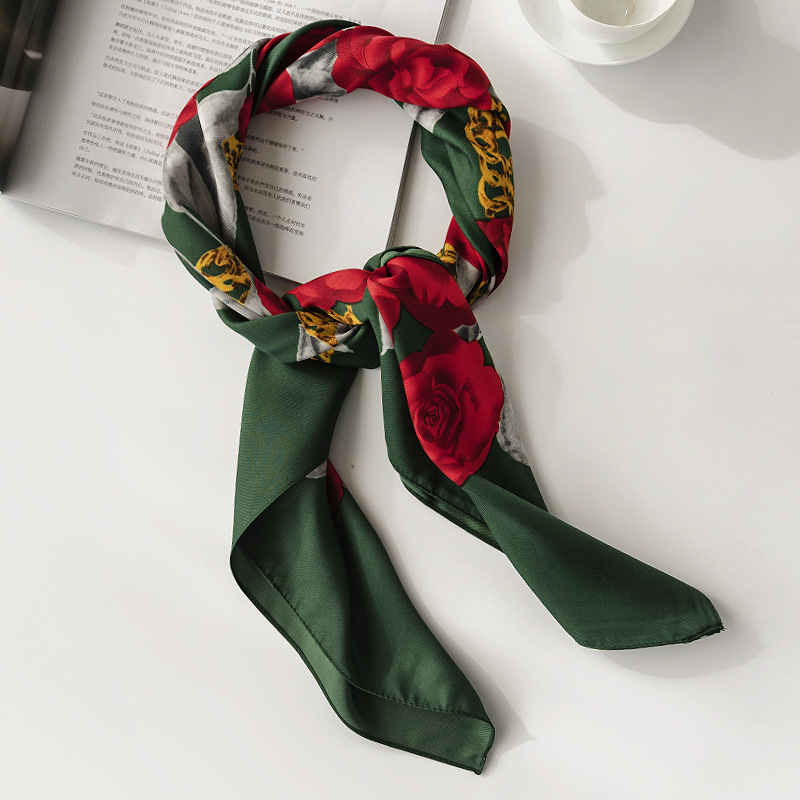 Fashionable printed pocket square scarf female fashion commuting simulation silk scarf thin elegant intellectual female scarf