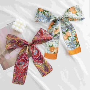 Fashion commuter chiffon scarf new female print with ribbon