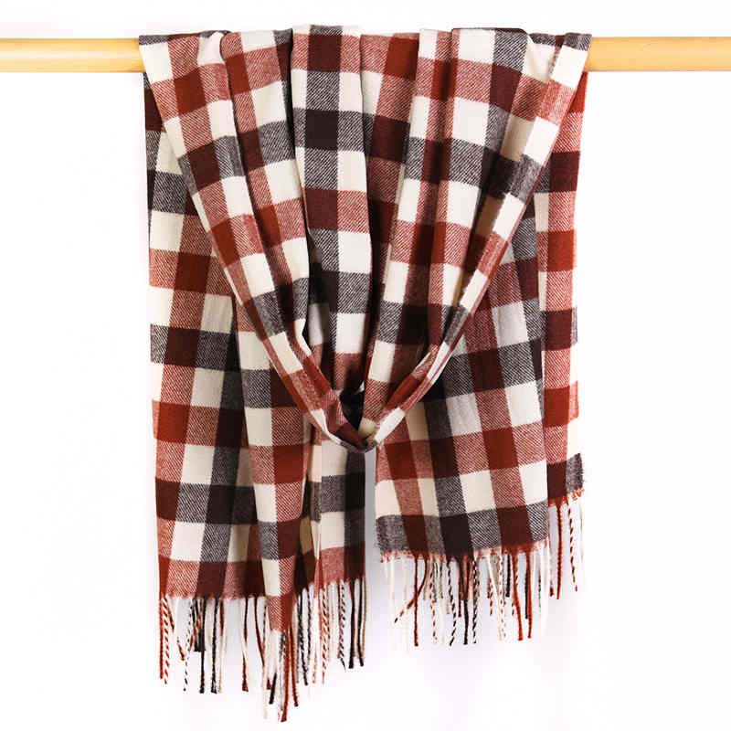 Plaid scarf autumn winter  thickened imitation cashmere scarf shawl retro tassel neck