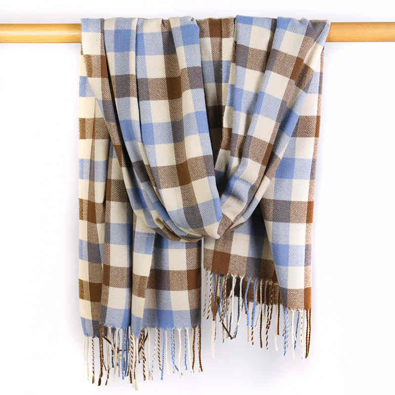 Plaid scarf autumn winter  thickened imitation cashmere scarf shawl retro tassel neck