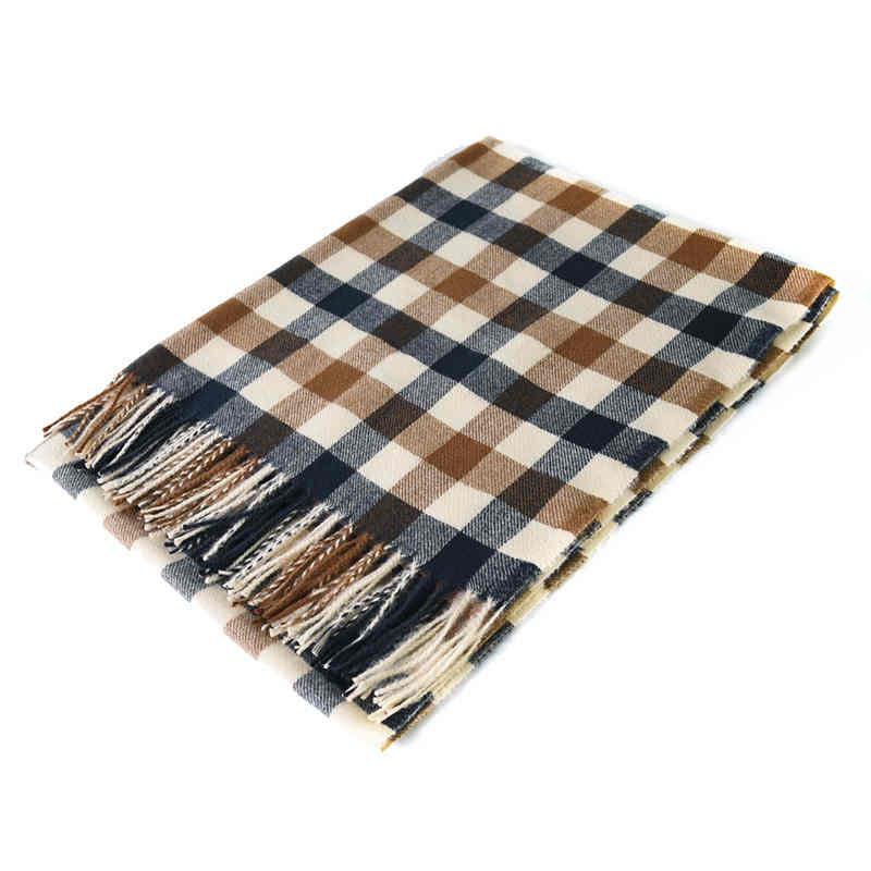 Plaid scarf autumn winter  thickened imitation cashmere scarf shawl retro tassel neck