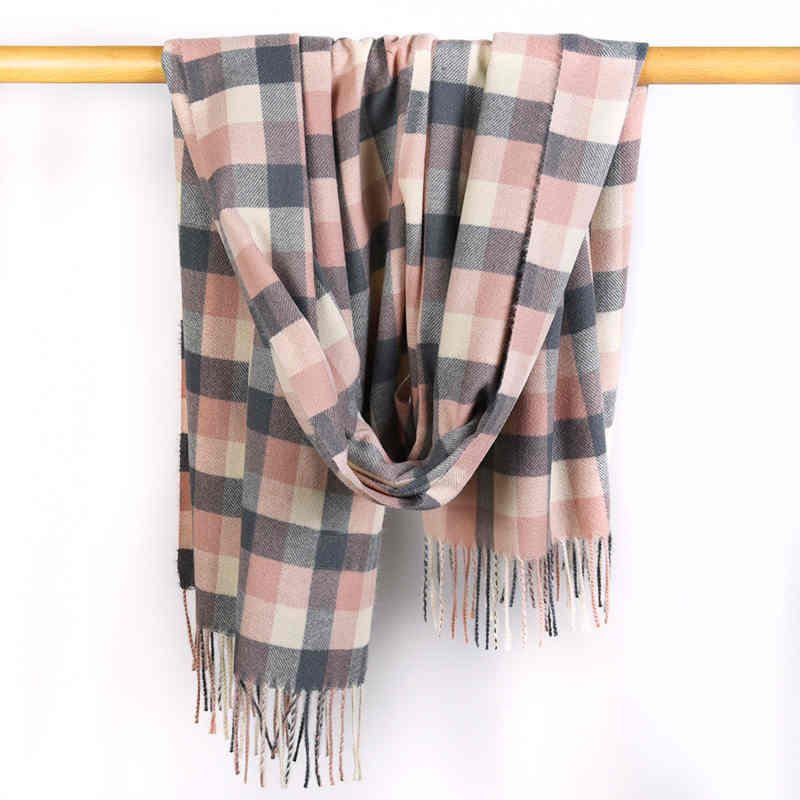 Plaid scarf autumn winter  thickened imitation cashmere scarf shawl retro tassel neck