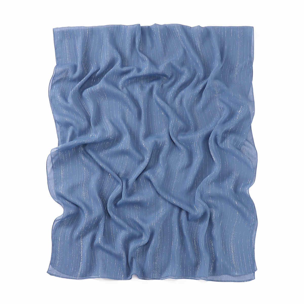 Solid silver chiffon scarf fine pleated shawl