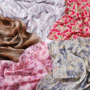 Fragmented Classic Plaid Pearl Chiffon Square Scarf